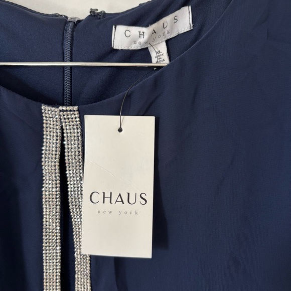 Chaus Midnight Blue Jumpsuit & Chiffon Overlay with Sparkling Silver Details - Picture 7 of 7